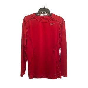 Nike Pro Combat Dri Fit Crew Neck Red Compression Performance Shirt